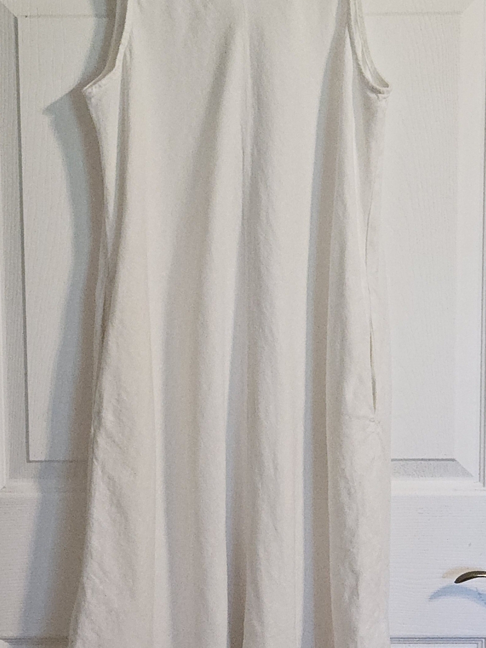Lands' End White Sleeveless Midi A-Line Dress 100% Linen